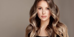 beauty girl long shiny wavy hair