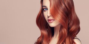 beauty redhead girl long shiny wavy