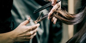 scissors cut girls hair brunette